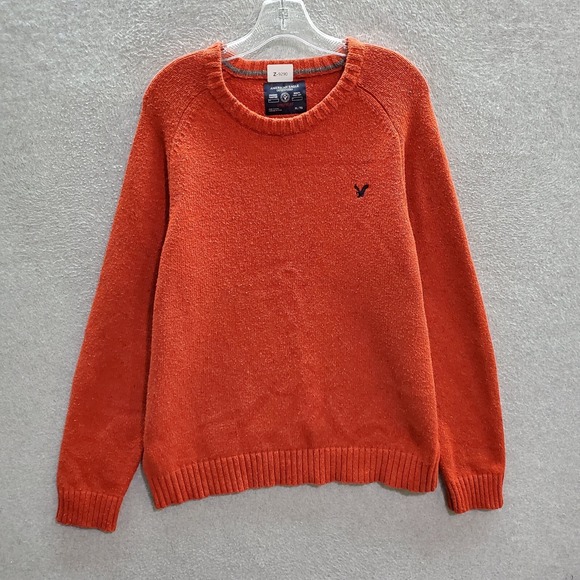 American Eagle Outfitters Other - American Eagle Men Sweater XL Orange Logo Athletic Fit Elbow Pad Pullover Casual